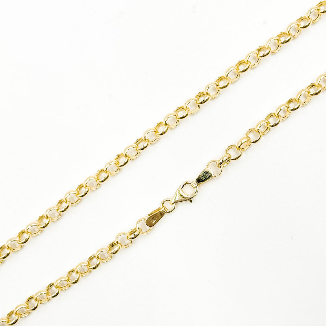140HVR0194001. 14K Yellow Gold Round Rolo Chain – Lightweight Hollow Link Necklace