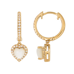 Load image into Gallery viewer, 14k Solid Gold Diamond and Gemstone Dangle Heart Hoop Earrings. EFF53038PL
