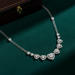 Load image into Gallery viewer, NK113052. 14K Solid White Gold Diamond Hearts Necklace