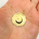 Load image into Gallery viewer, 14K Gold Diamond Octahedron Charm with Moon and Stars. GDP427
