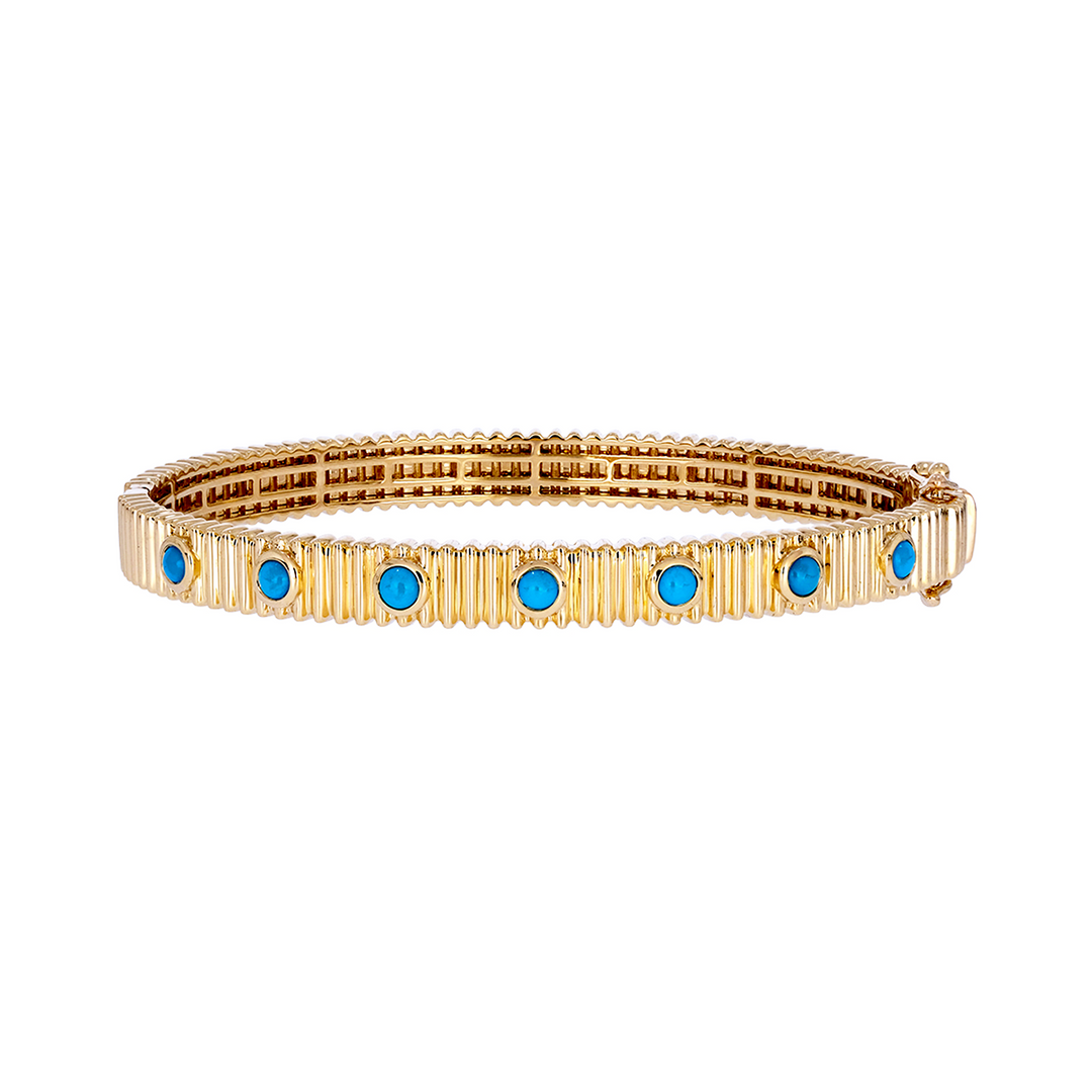 BNZ68428TQ. 14k Solid Gold Gemstone Bangle