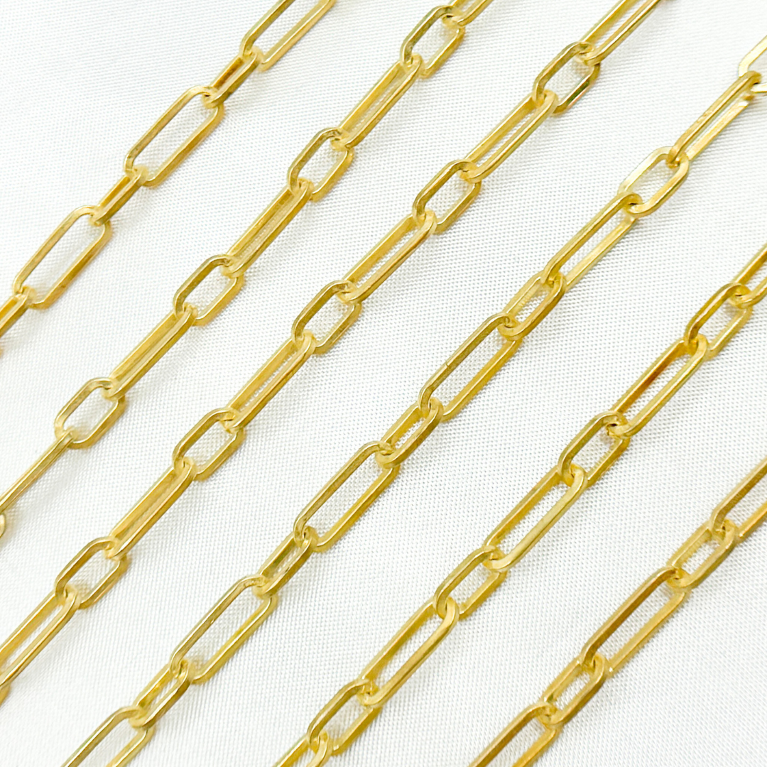 Gold Plated Matt 925 Sterling Silver Flat Long & Short Link Chains