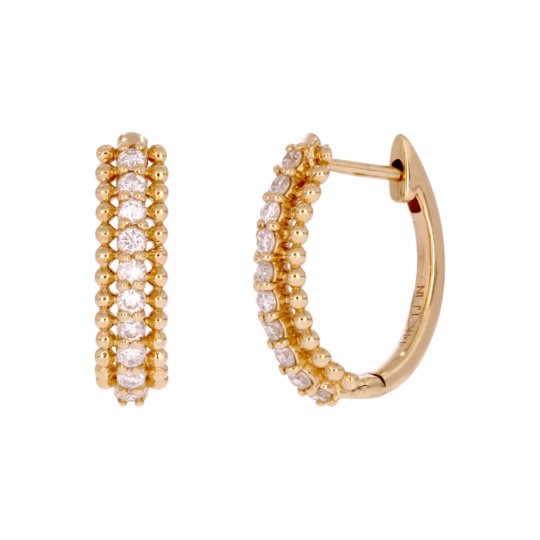 EHE57298. 14K Solid Yellow Gold Diamond Hoop Earrings