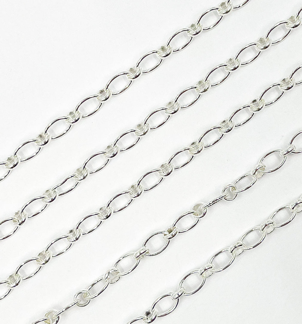 925 Sterling Silver Oval & Round Link Chain. 944SS