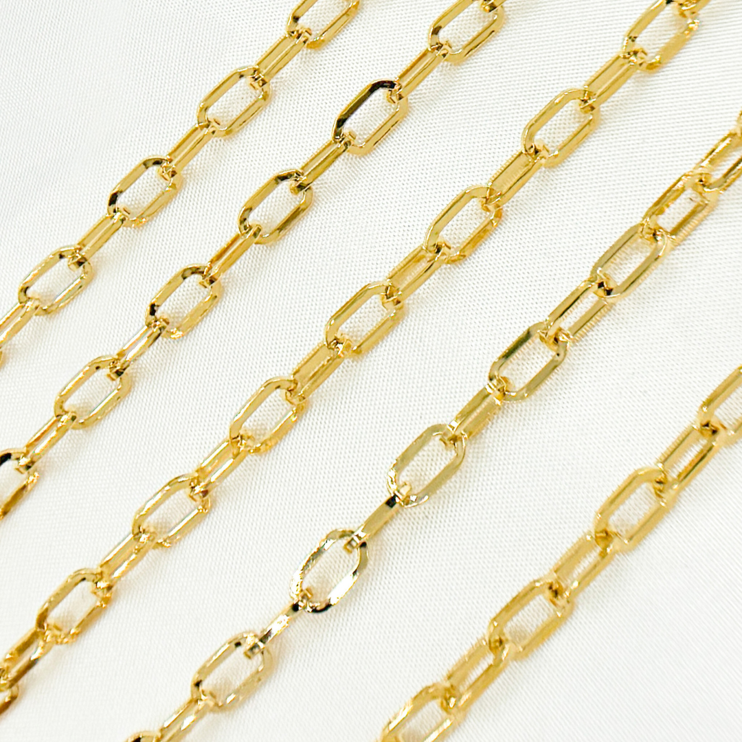 Gold Plated 925 Sterling Silver Flat Cable Link Chain. V151GP