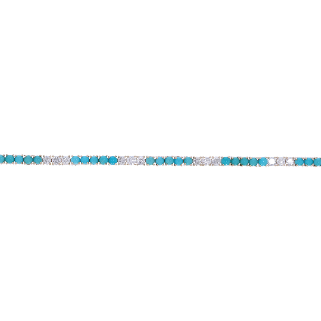 CB97388-2. 14k Solid Gold Diamond and Gemstone Tennis Bracelet