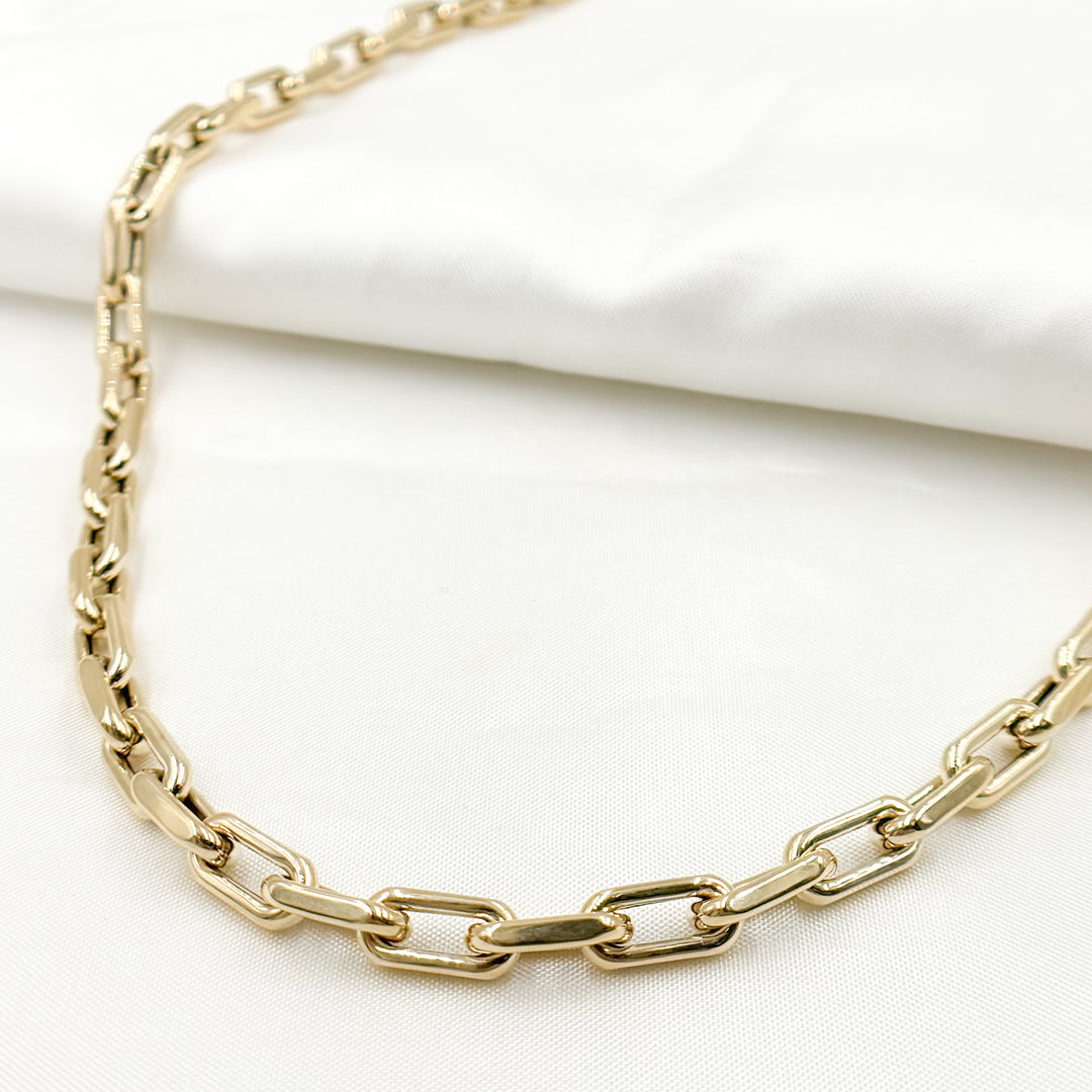 568/A073/G. 14K Solid Hollow Gold Smooth Paperclip Chain