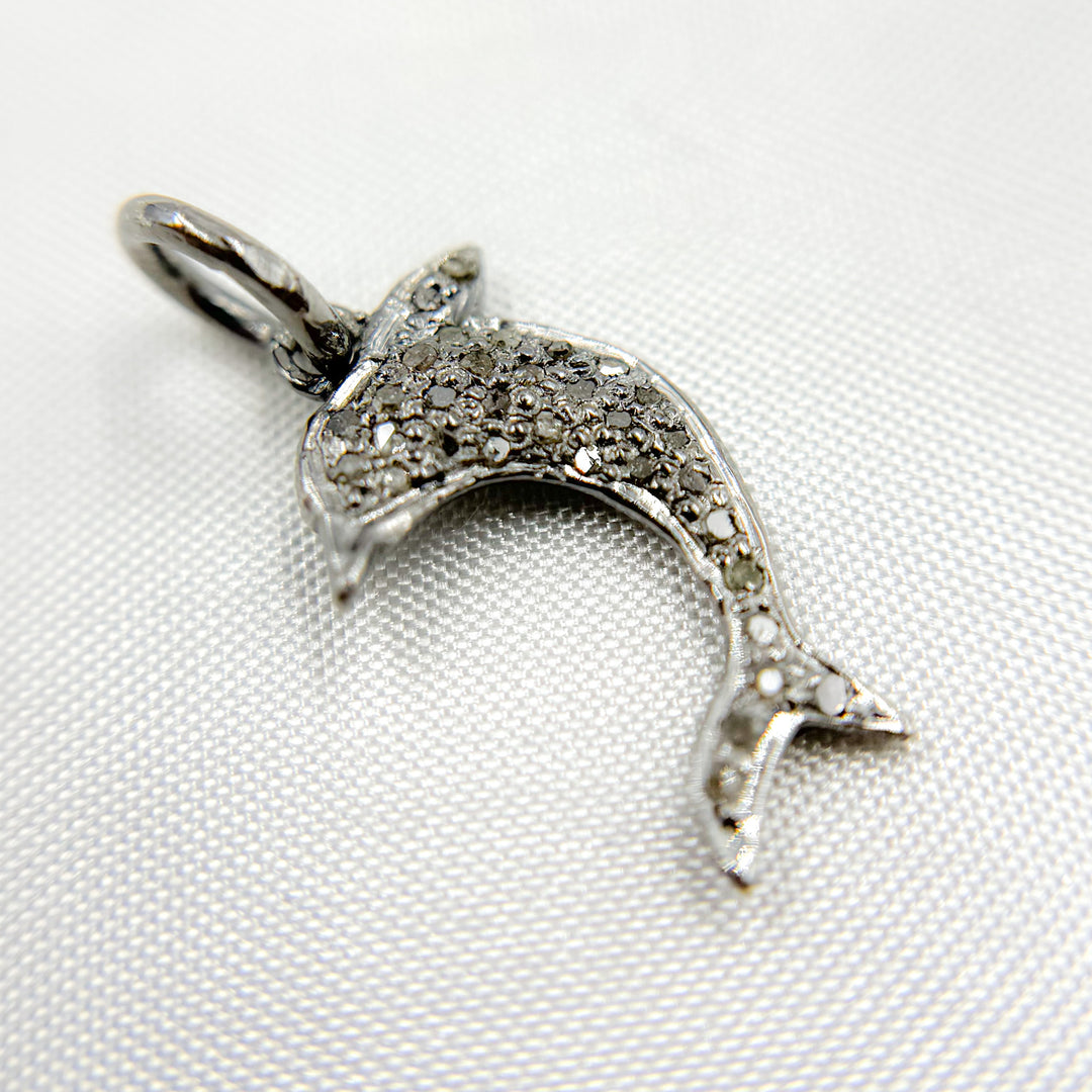 DC246. Diamond Sterling Silver Dolphin Charm