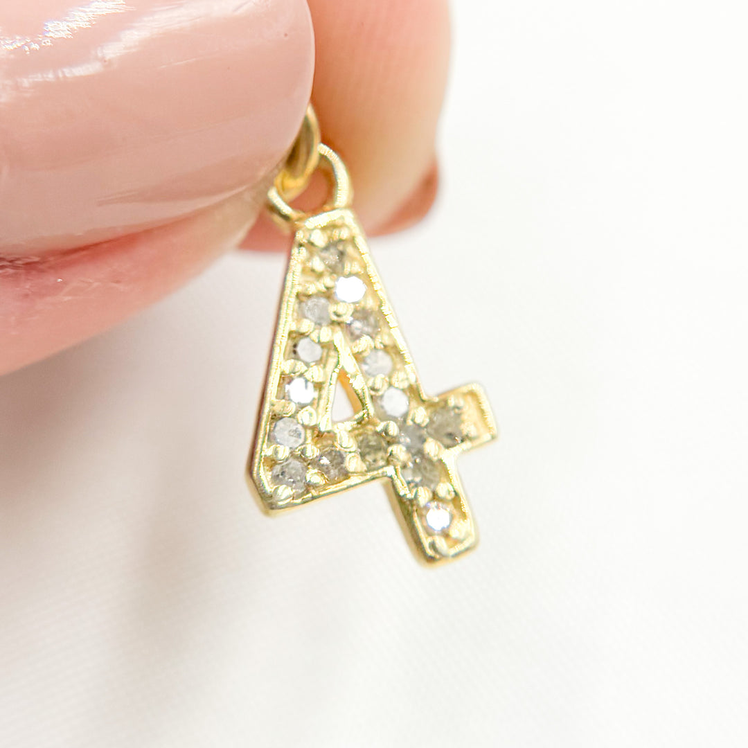 DC189. Diamond Sterling Silver Number "4" Charm