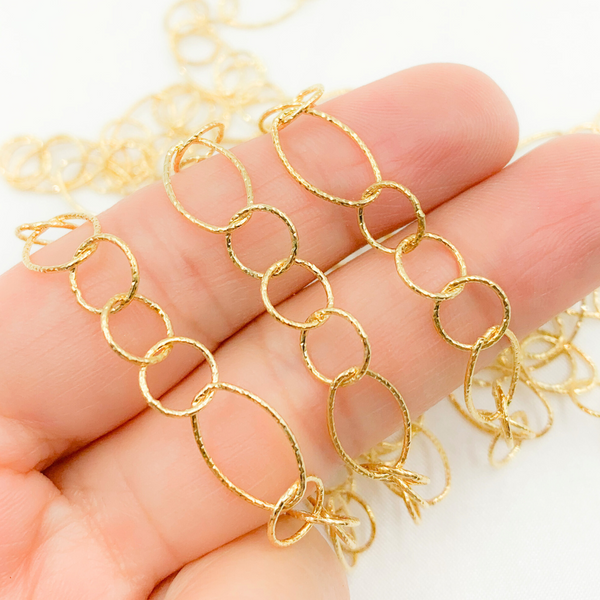 Gold Plated 925 Sterling Silver Diamond Cut Oval & Round Links Chains