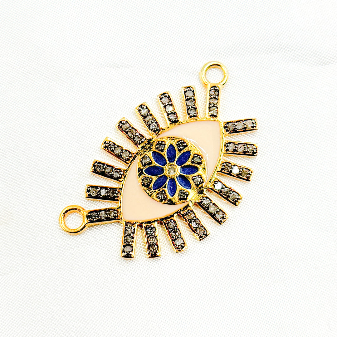 DC513A. Diamond Sterling Silver Eye Flower Enamel Pendant