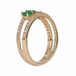 Load image into Gallery viewer, 14k Solid Gold Diamond and Emerald Spiral Ring. CR96470EM4X3
