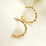 Load image into Gallery viewer, 14K Gold Twisted Hoop Earrings. GER99
