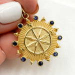 Load image into Gallery viewer, DP720. Diamond Sterling Silver Round Compass Pendant with Gemstone
