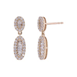 Load image into Gallery viewer, EFJ54504. 14K Solid Gold Diamond Baguette Dangle Stud Earrings