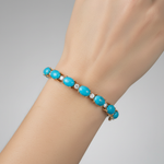 Load image into Gallery viewer, CB97360TQ8X6. 18K Solid Gold Diamond &amp; Turquoise Bangle