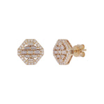 Load image into Gallery viewer, EFI54501. 14K Solid Gold Diamond Baguette Octagon Stud Earrings