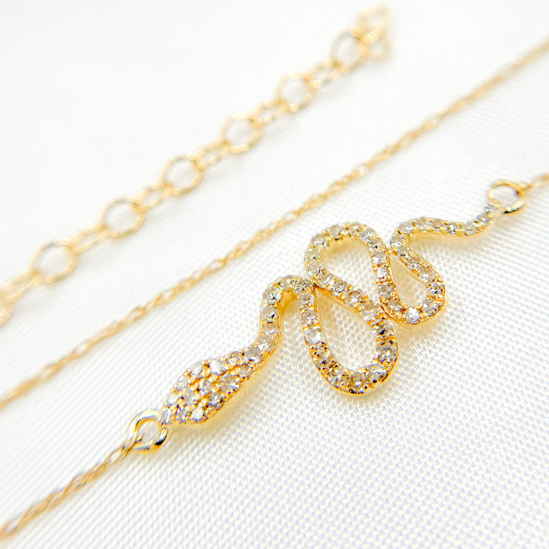 14K Solid Gold Snake Diamond Necklace. PFE32165