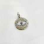 Load image into Gallery viewer, DC330. Diamond Sterling Silver Round Eye Charm with Gemstone
