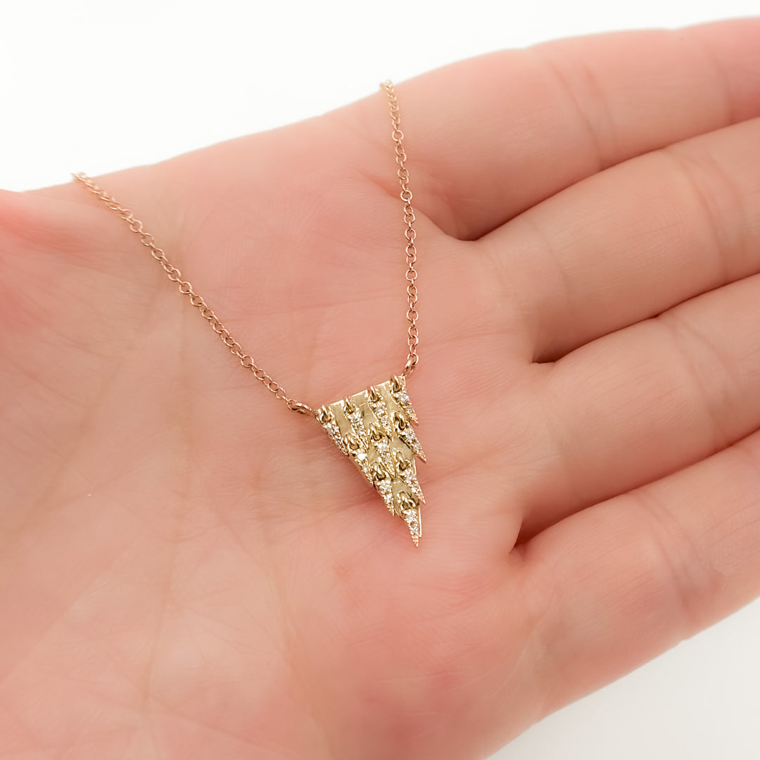 NFA72325. 14K Solid Yellow Gold Diamond Triangle Dangle Necklace