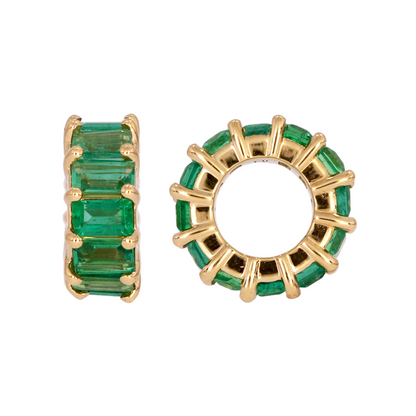 CMZ00139. 14K Solid Gold Baguette Shape Natural Gemstone Slider