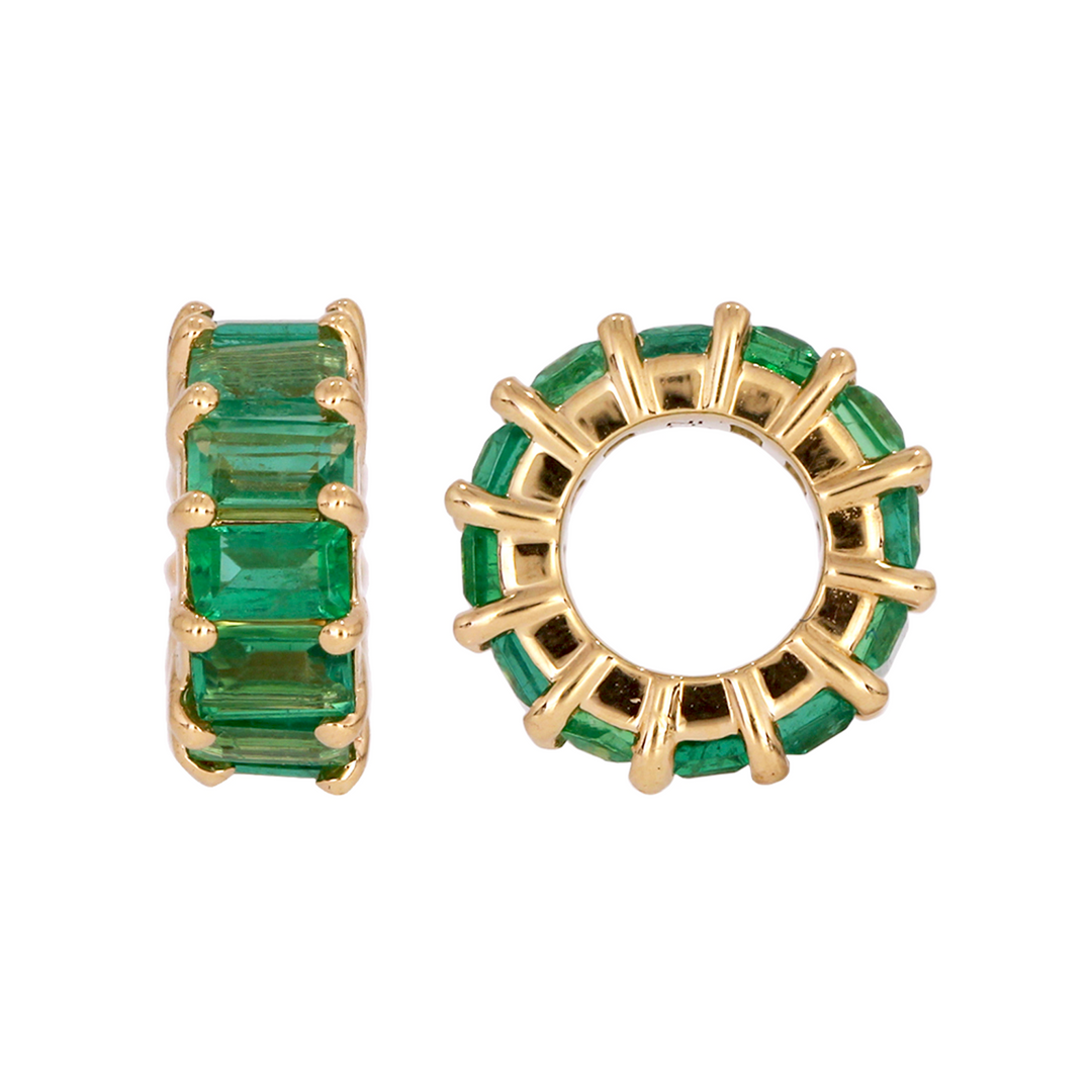 CMZ00139. 14K Solid Gold Baguette Shape Natural Gemstone Slider
