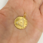 Load image into Gallery viewer, 14K Solid Gold with Diamonds Circle Shape Eye of Providence Charm. GDP100
