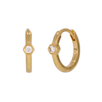 Load image into Gallery viewer, EHA57445. 14K Solid Gold Diamond Huggies Earrings