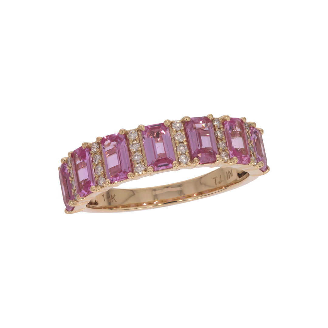 CR97262PS5X3. 14K SolId Gold Diamond & Pink Sapphire Ring