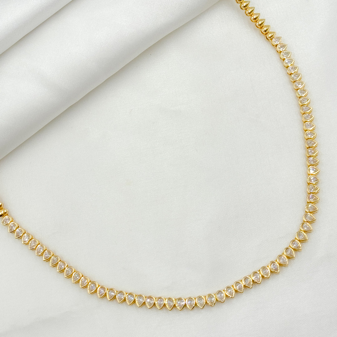 14K Solid Gold Diamond Drop Necklace. NFS71108