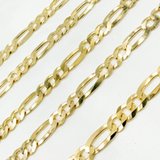 Gold Plated 925 Sterling Silver Flat Figaro Chain