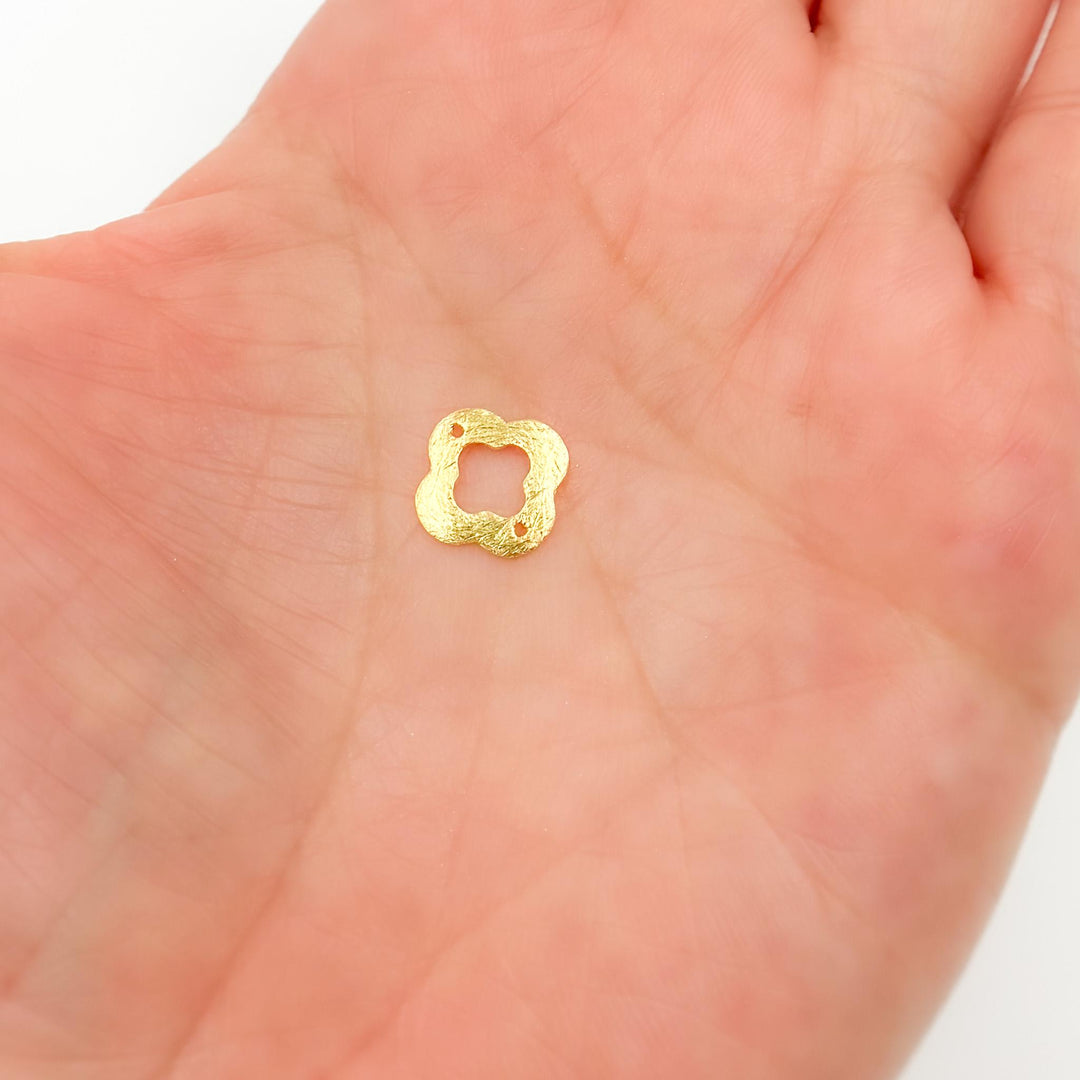 GPBS17. 10mm Gold-plated Sterling Silver Brushed Flower Connector