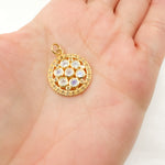 Load image into Gallery viewer, DSP070. Diamond Sterling Silver Round Flower Pendant with Gemstone
