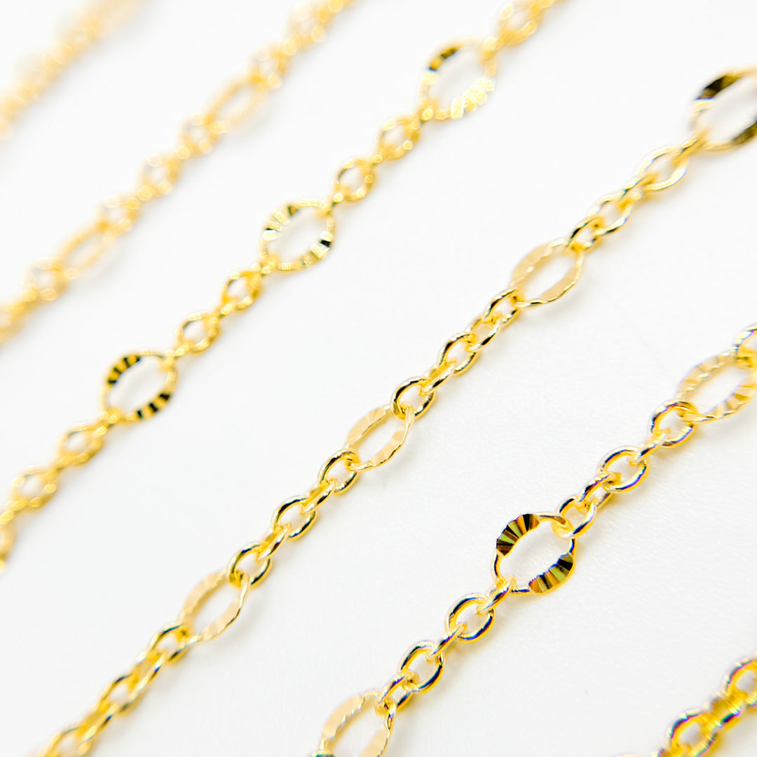 V304GF. 14k Gold Filled Cable and Diamond Cut Marina Link Chain