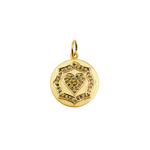 Load image into Gallery viewer, 14K Solid Gold with Diamonds Circle Shape Charm with Heart in the Center. GDP83