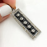 Load image into Gallery viewer, DP503A. Diamond Sterling Silver Rectangle Stars Enamel Pendant
