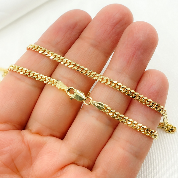 14k Solid Yellow Gold Flat Curb Chain