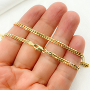 14k Solid Yellow Gold Flat Curb Chain
