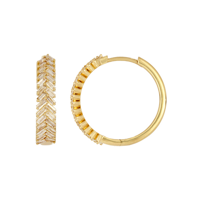 EHI57595. 14K Solid Yellow Gold Diamond Hoop Earrings