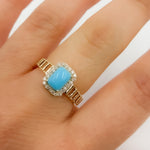 Load image into Gallery viewer, CR97178TQ7X5. 14K Solid Gold Diamond and Turquoise Ring
