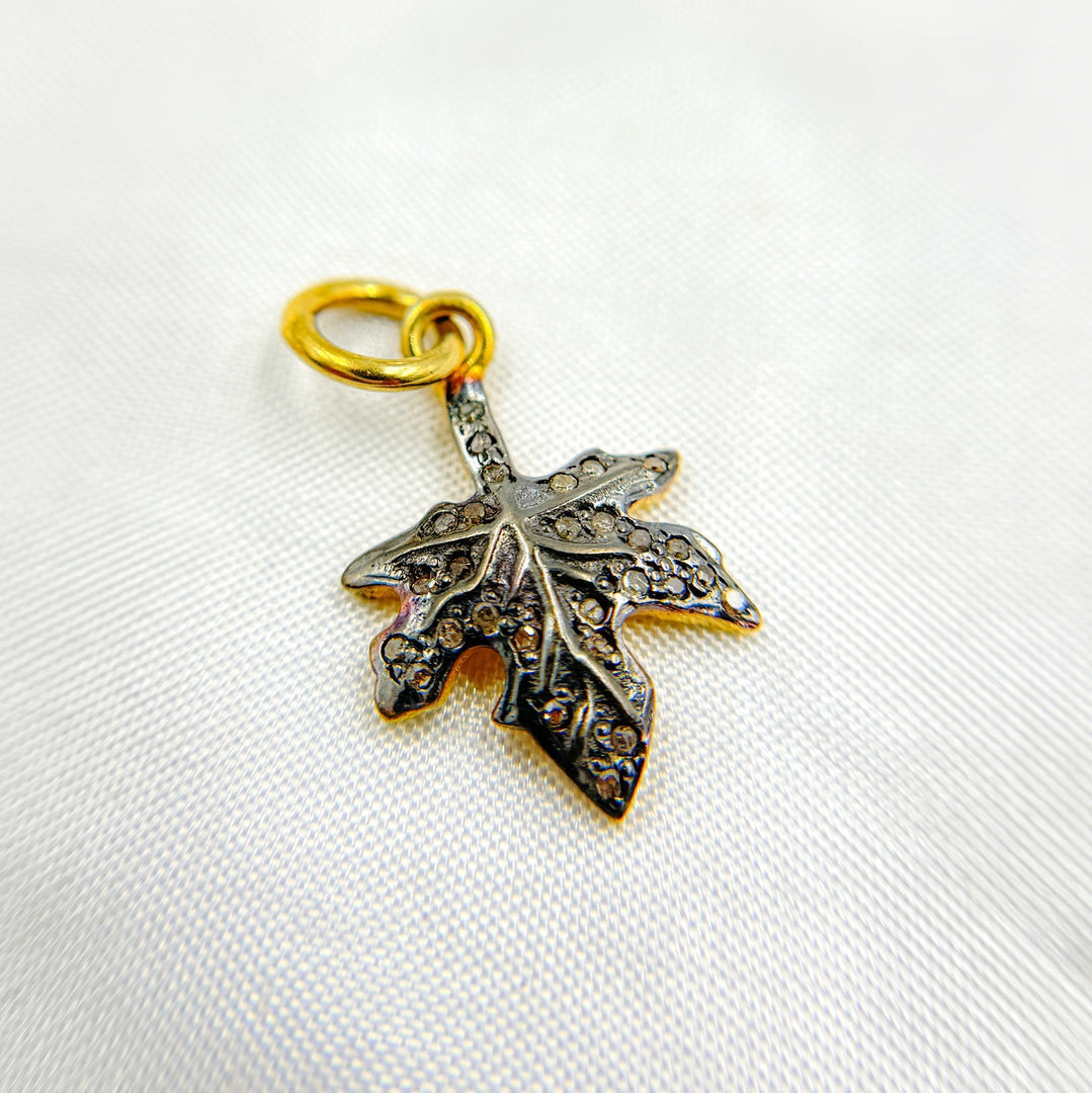 DC457. Diamond Sterling Silver Leaf Charm