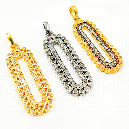DP2007. Diamond Sterling Silver Oval Pendant