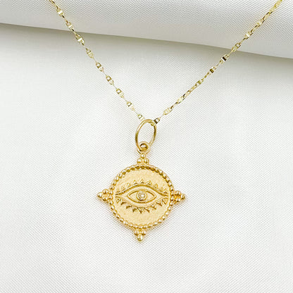 Shop Now Solid Gold Round Eye Charm with Gemstones