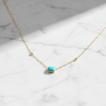 Load image into Gallery viewer, NT407401. 14K Solid Gold Rectangular Turquoise Fancy Tiny Necklace