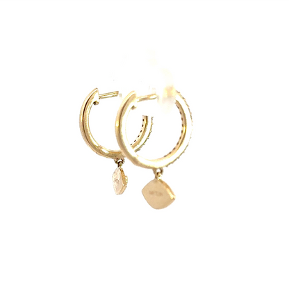 14k Solid Yellow Gold Diamond Hoops
