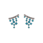 Load image into Gallery viewer, EFC54342TQ. 14K Solid Gold Diamonds and Turquoise Fancy Studs