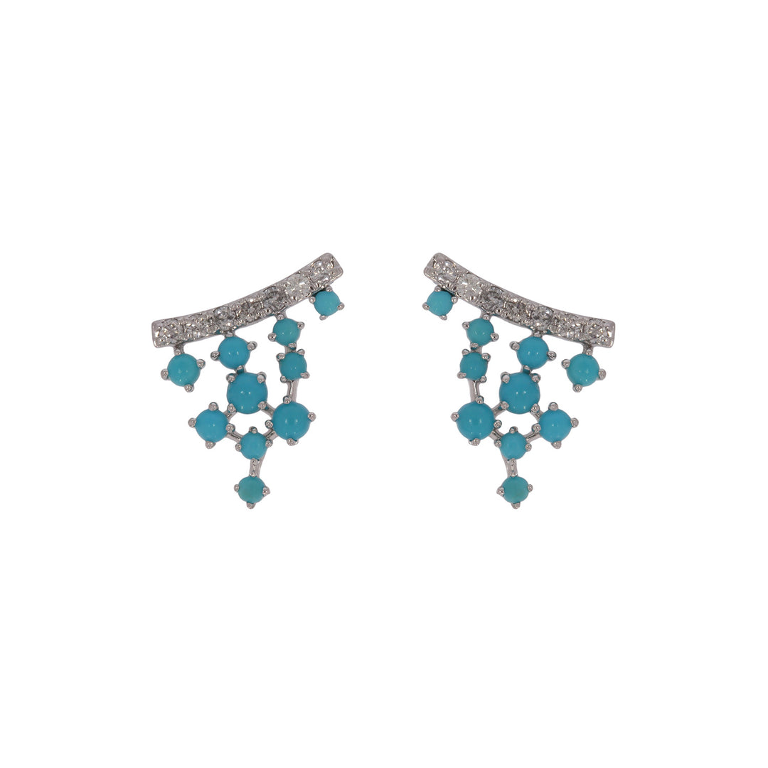 EFC54342TQ. 14K Solid Gold Diamonds and Turquoise Fancy Studs