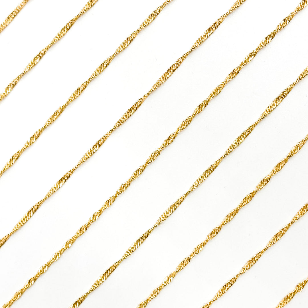 V316GF. 14K Gold Filled Twisted Singapore Unfinished Chain