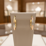 Load image into Gallery viewer, GER72. 14K Gold Tri-Color Hollow Hoop Earrings with Engraved Tornado Design