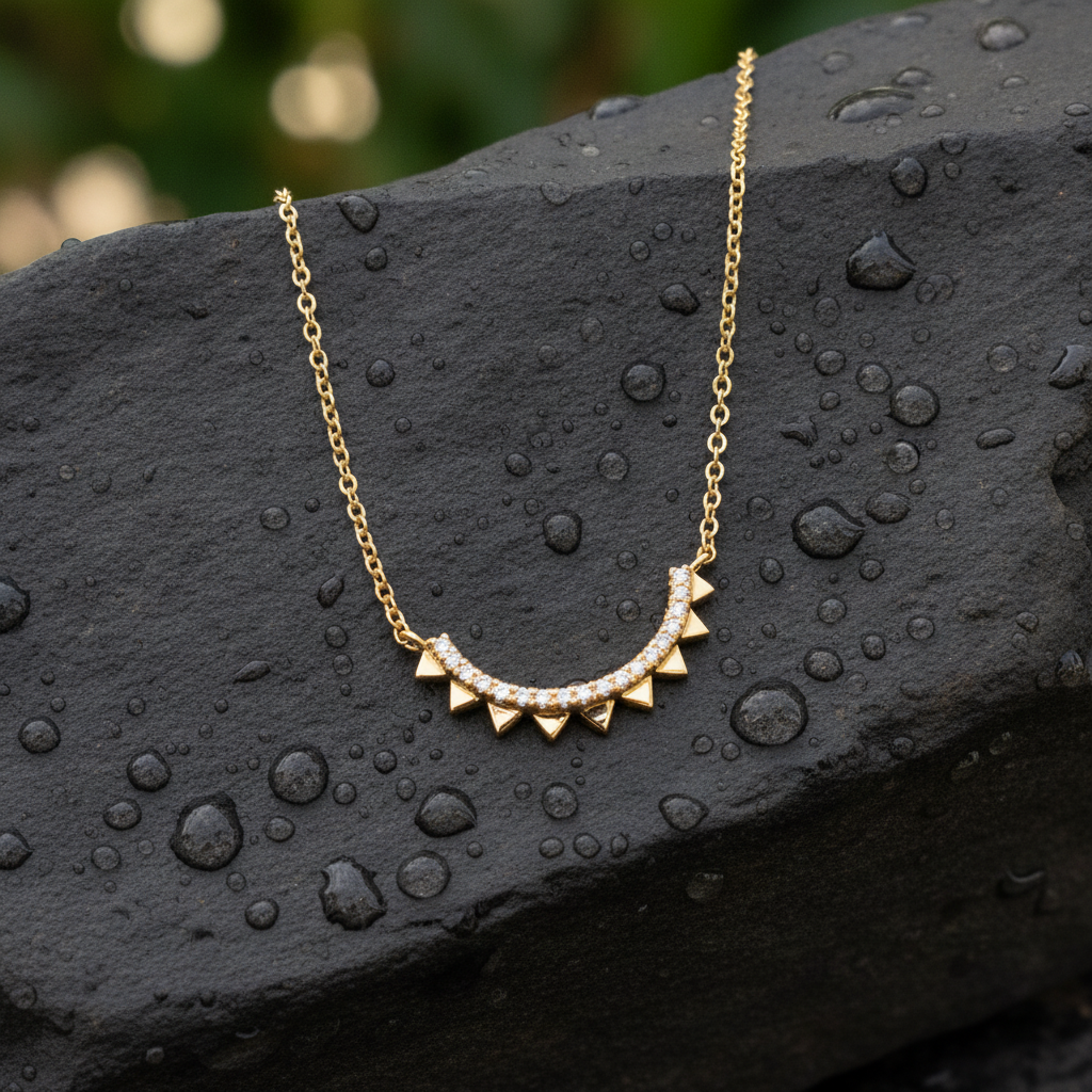 NFA72316. 14K Solid Yellow Gold Diamond Fancy Necklace